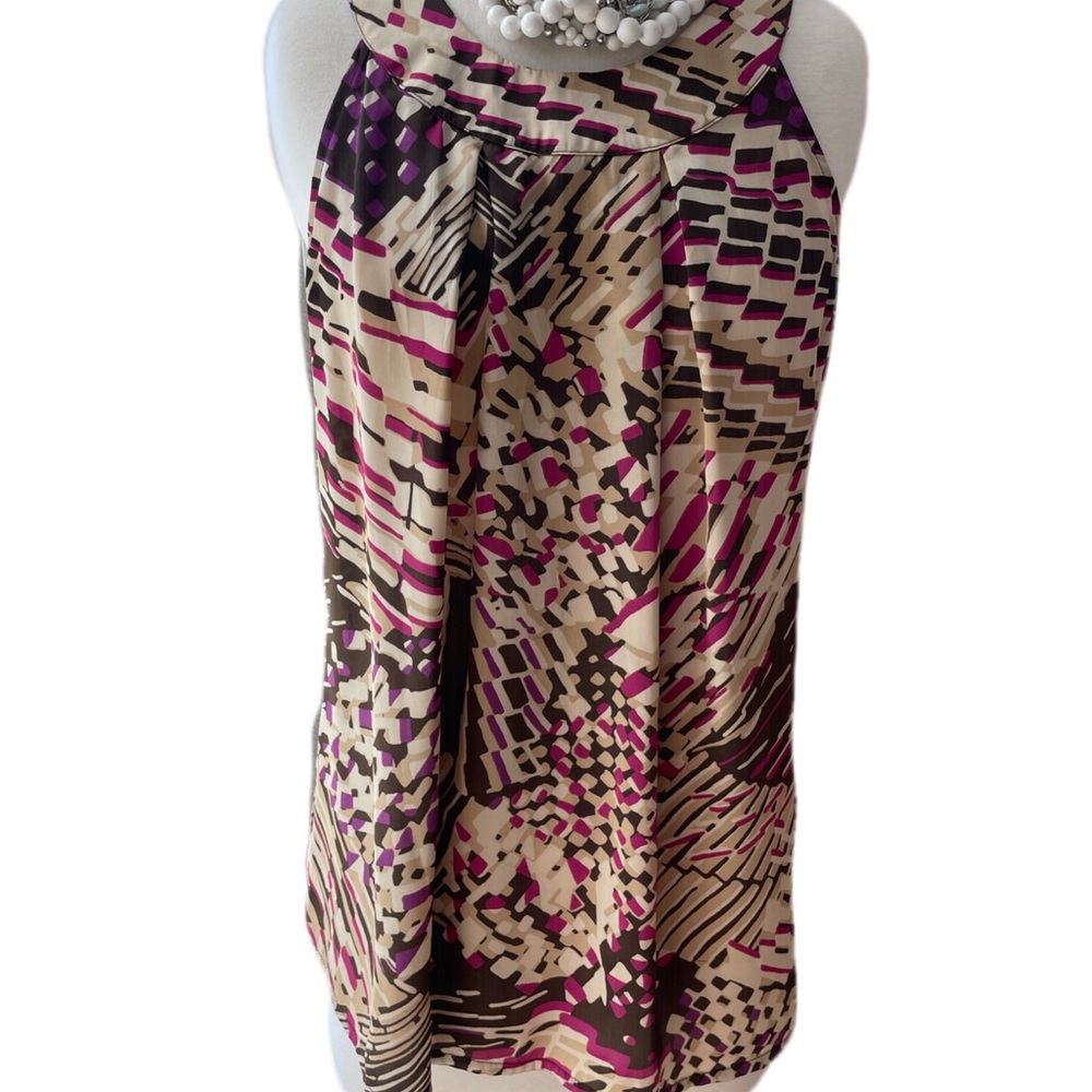 A.n.a. Satin sleeveless Blouse Brown Purple Pink Cream Size Medium